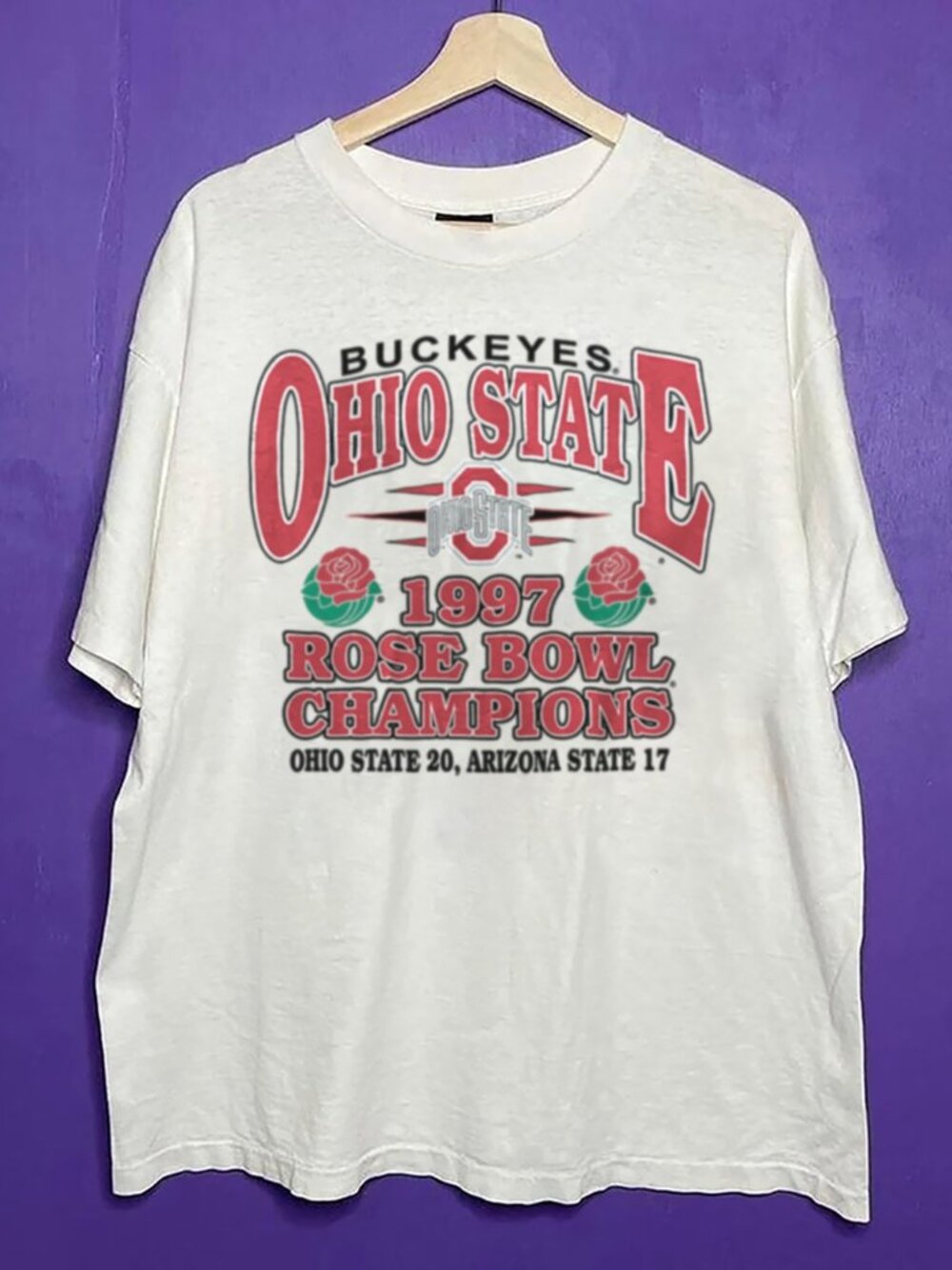 Vintage 90s Ohio State Buckeyes 1997 Rose Bowl Champion Shirt, NCAA Football Tee